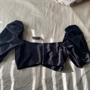 Black woven top/crop